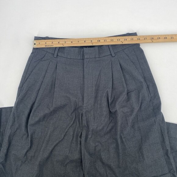 Banana Republic Size 12 Dark Gray Wide Leg Flannel Trouser Pants Pleated - Picture 5 of 9